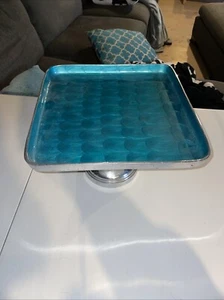 Teal dessert tray stand. Collapsing - Picture 1 of 5