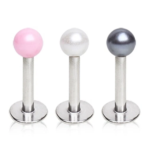 New Surgical Steel Tragus Labret Cartilage Stud with Faux Pearl Ball 14g 16g - Image 1 of 1