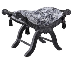 Stool Gondola Baroque Bench Sitting Stool Linen De Jouy Barstool Stool - Picture 1 of 5