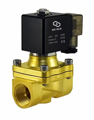 WIC VALVE 3/4 Inch Brass Zero Differential Electric Water Solenoid Process Valve 24V DC NC