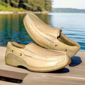 Dr. Scholls 42J-02 Mens Size 11 3E Beige Leather Casual Loafer Shoes NEW - Picture 1 of 19