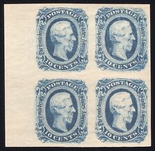 Confederate #12 10¢ Blue, Margin Block of 4 w/ TEXTILE LINES, MOGNH XF/S PF CERT