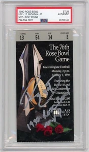 Ricky Ervins Signed 1990 Rose Bowl Ticket Stub w/ "1990 Rose Bowl MVP" PSA - Picture 1 of 2