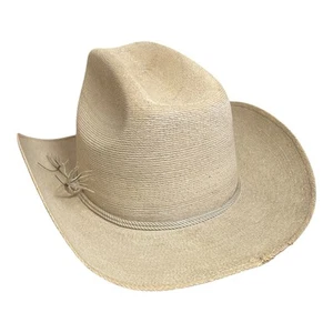 Cappello da cowboy vintage Casa Chavez in paglia fatto a mano con nappa misura 62/7 3/4" - Foto 1 di 6