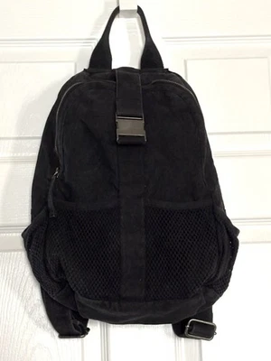 FREE PEOPLE Moab Black Canvas Backpack Distressed Boho Slouchy Preppy - Image 1 of 4