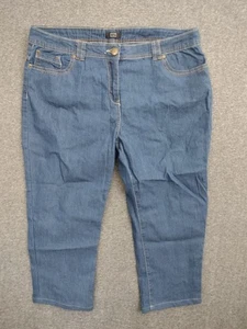 F&F Jeans Women's 18 Blue Dark Wash Mid Rise Tapered Capri Jeans - Picture 1 of 9