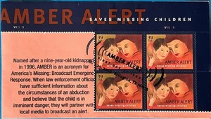 4031 AMBER Alert Arlington, TX Plate Block of 4 - Picture 1 of 1