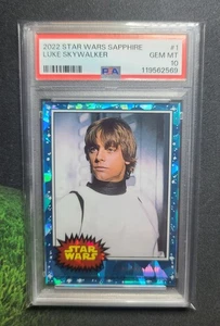 2022 Topps Star Wars Chrome Sapphire Luke Skywalker # 1 Gem Mint PSA 10 - Picture 1 of 2