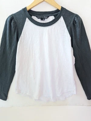 Veronica Beard Mason Baseball Tee In White & Emerald Size Large - Image 1 of 4