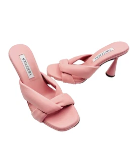 Neu Aquazzura Rosa Twist Weich Gepolstert Luxus Leder Pantoletten Kegelabsatz 37,5 - Bild 1 von 5