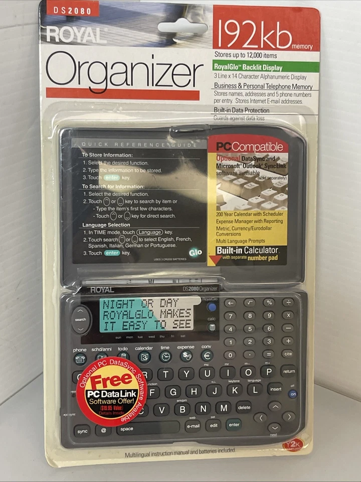 Royal DS2080 Organizer 192KB Memory Backlit Display Calculator NEW SEALED  - Image 1 of 4