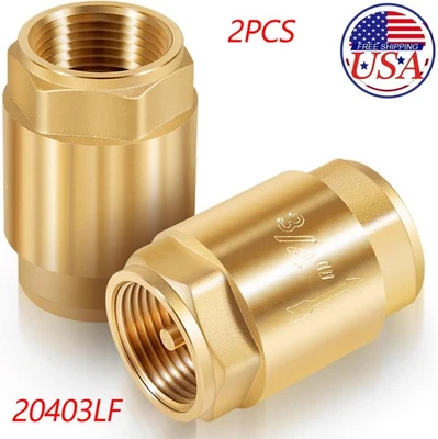One Way Brass In-Line Check Valve, 3/4-Inch IPS, 3/4-Inch Female Iron Pipe (FIP) - Image 1 of 4