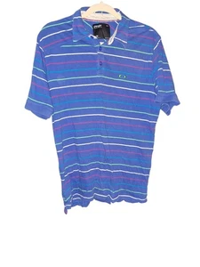 Oakley Men’s Polo Shirt Large Blue Striped Golf Casual Preppy Regular Fit - Picture 1 of 5