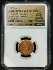 1998 P Lincoln Cent Off‑Centre Mint Error UNC NGC Slabbed - Picture 1 of 7