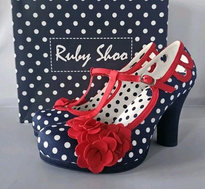 BRAND NEW Ruby Shoo Valerie in Navy Spots Size 6/39 RARE & STUNNING SHOES  - Image 1 of 4