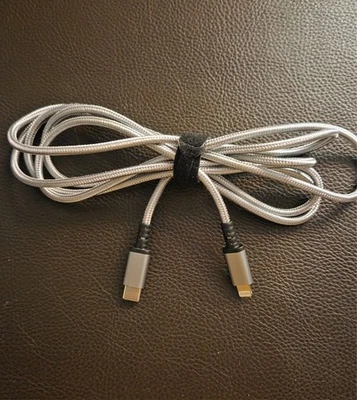 36" PX  Silver Braided USB-C to Super Cable MFi Fast Charge iPhone 14/13/12/11 - Image 1 of 4