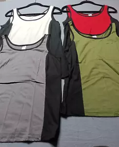 Women’s Two-Tone Active Tank Top Blouses Set of 4 Size L Same Style/Cut/Size NEW - Picture 1 of 12