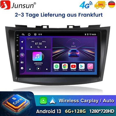 6+128G Für Suzuki Swift 4 2011-2017 Carpaly Autoradio GPS Navi Android 13 DAB BT - Bild 1 von 4