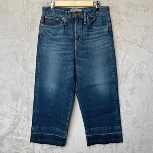 POINT SUR Sz 30 J. Crew wide leg Fringed Hem cropped denim sailor Women’s jeans - Picture 1 of 12