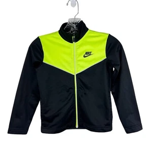 Nike Track Jacket Youth Large 7 Black Neon Zip Up Cold Gear Active Athletic Kids - Picture 1 of 9