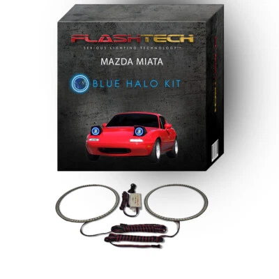 Blue Angel Eye LED Headlight Halo Ring kit for 1990-1997 Mazda Miata Headlights - Image 1 of 2