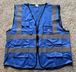 High Visibility Zipper Reflective Safety Vest Pockets Reflective Strips Size XXL - Picture 1 of 4