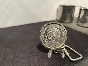 Mexican 1968 Olympic 25 Pesos .720 Silver Coin With Silver Bezel 44g TW - Picture 1 of 10