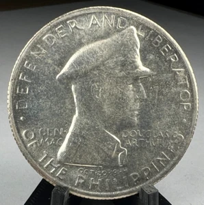 1947 S Philippines Silver Peso, Douglas MacArthur , KM# 185, UNC, 1 year type! - Picture 1 of 4