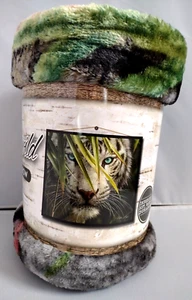 White TIGER Plush Throw 50x60in Heartland Everwild Blanket Polyester CollinBogle - Picture 1 of 8