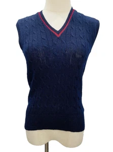David Lawrence Sport Cable Knit Vest Size S-M Casual Sport Varsity VINTAGE - Picture 1 of 11