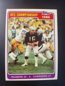 1981 Topps Jim Plunkett AFC CHAMPIONSHIP CHARGERS RAIDERS card #493