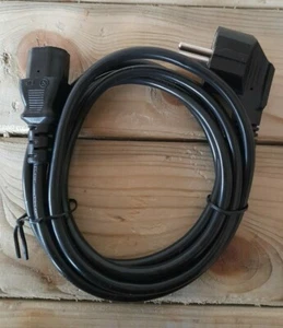 2m Schuko Europa Netz 10Amp 2 Pin Stecker auf IEC C13 Stromkabel, schwarz  - Bild 1 von 6