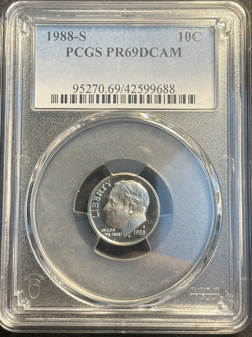 1988-S PCGS PR69 DCAM PROOF Clad Roosevelt Dime US 10c Coin Item #2084 Cover