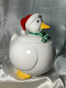 Fitz & Floyd Holiday Duck Cookie Jar - Picture 1 of 11