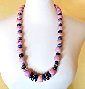 Artisan Rhodonite 20mm Beads Necklace Bohemian 28 in huge necklace - Picture 1 of 4