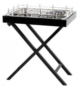Eichholtz Designer Luxus Bar Tisch Schwarz Vernickeltes Metall - sehr edel - Bild 1 von 1