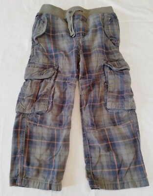男孩迷你紧身橄榄格纹格子法兰绒抽绳工装裤尺寸 5Y — 第 1/4 张图片