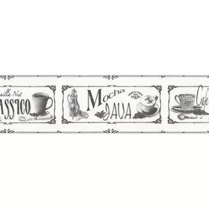 Norwall Wallcoverings KV79530 Fresh Kitchens 5 Java Wallpaper Border Black Grey - Picture 1 of 2