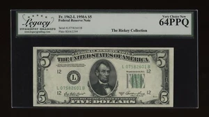 DBR 1950-A $5 FRN San Francisco Fr. 1962-L Legacy 64 PPQ Serial L07582601B - Picture 1 of 2
