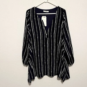 Honey Bella Blue & White Striped Tunic Top Medium - Picture 1 of 8