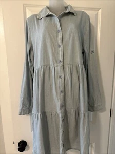 KANCY KOLE Denim Dress, Button Front Roll Tab Sleeve Women's Size XL, NWT - Picture 1 of 4
