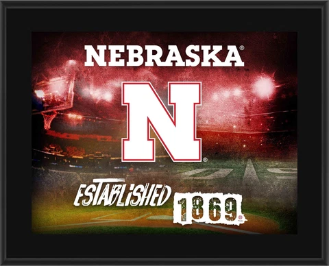 Nebraska Cornhuskers 10.5x13 Horizontal Team Logo Plaque Authentic Cover