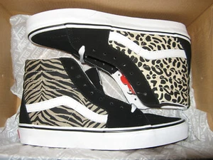 Vans Sk8-Hi Womens Skate Shoes Canvas Suede Black Safari Multi Mix Zebra Leopard - Picture 1 of 3