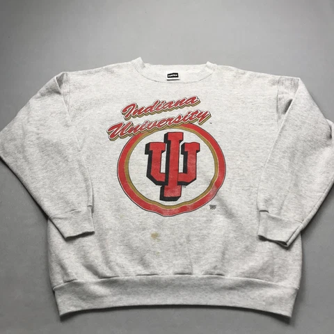VINTAGE Indiana Hoosiers Sweatshirt Mens 2XL XXL Gray Crewneck NCAA Pullover 90s Cover