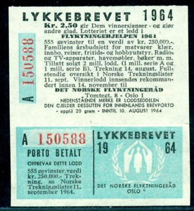 1964 Refugee Aid lottery stamp,Refugee Aid emblem,Norway,Mi.518,MNH