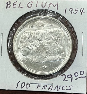 1954 Belgium 100 Francs Silver - Image 1 of 2