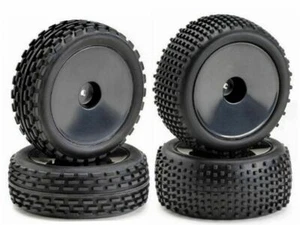 4 pz 1/10 Buggy Cerchio Ruota Anteriore e Posteriore Set Pneumatici Car Rc Per HPI Kyosho Tamiya - Foto 1 di 1