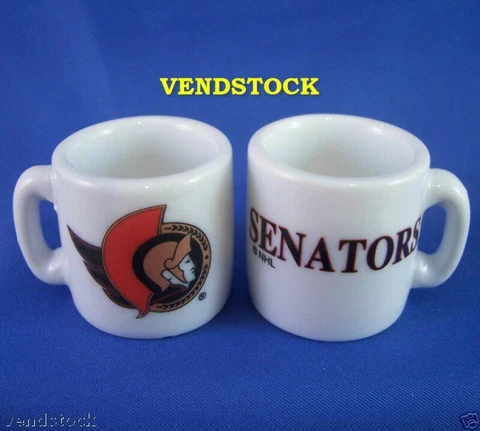 OTTAWA SENATORS MINI CERAMIC MUG CUP 1.25" TALL NEW NHL HOCKEY TWO SIDES RARE! Cover