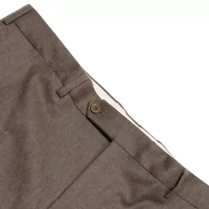 Pantaloni eleganti Luciano Barbera nuovi senza etichette 100% lana davanti piatto taglia 52 (36 US) colore marrone - Foto 1 di 11