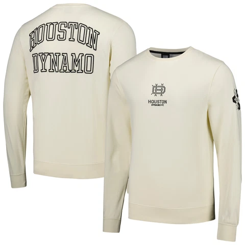 Men's Cream Houston Dynamo FC Outline Pullover Sweatshirt Cover